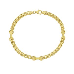 14K Gold Round Box Hardware Bracelet