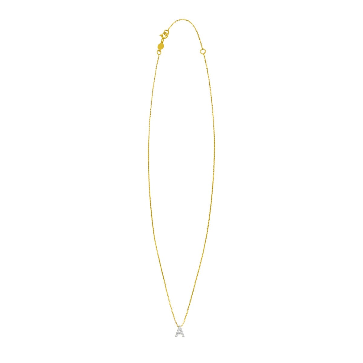 14K Mini Diamond A Initial