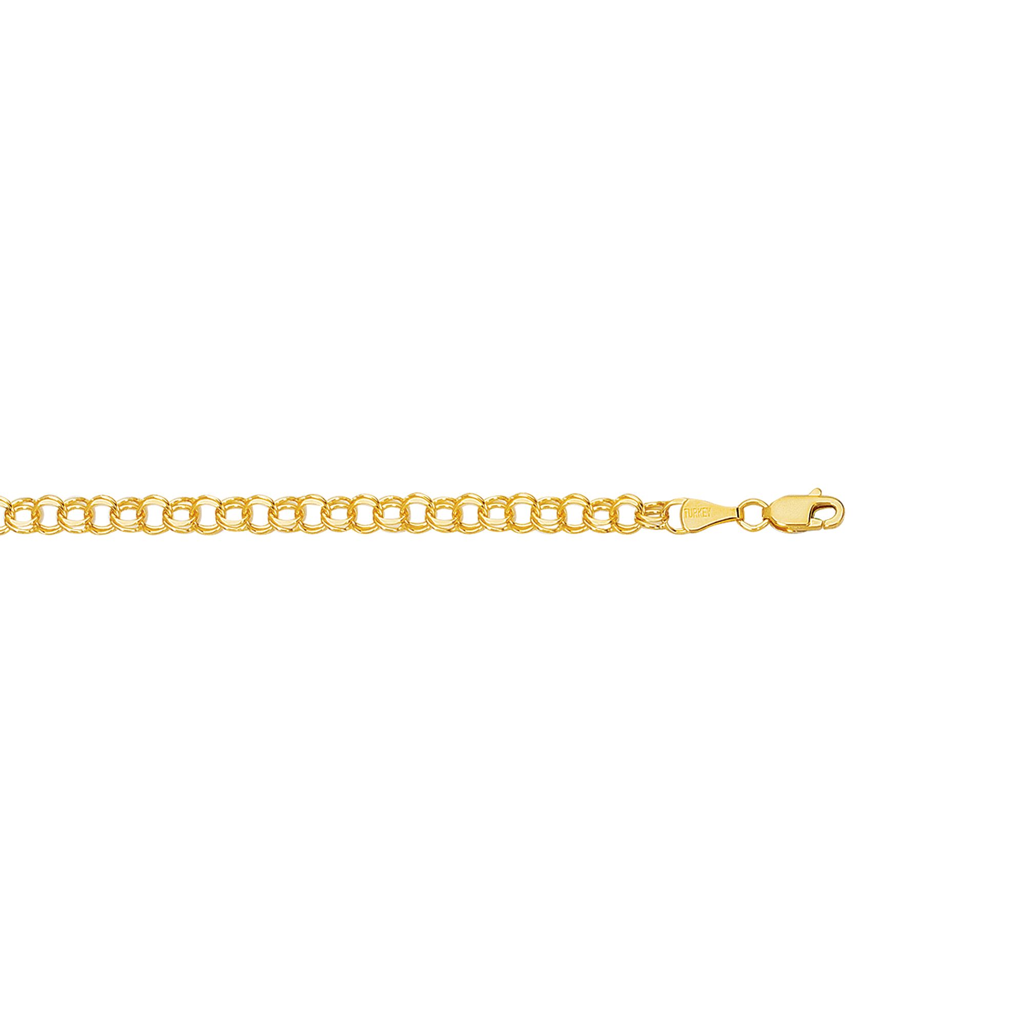 14K Gold Small Double Link Charm Bracelet