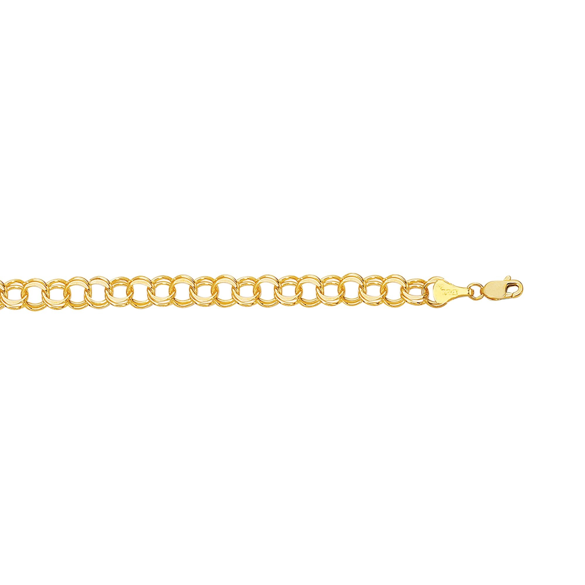 14K Gold Medium Double Link Charm Bracelet