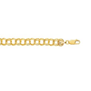 14K Gold 8mm Large Double Link Charm Bracelet
