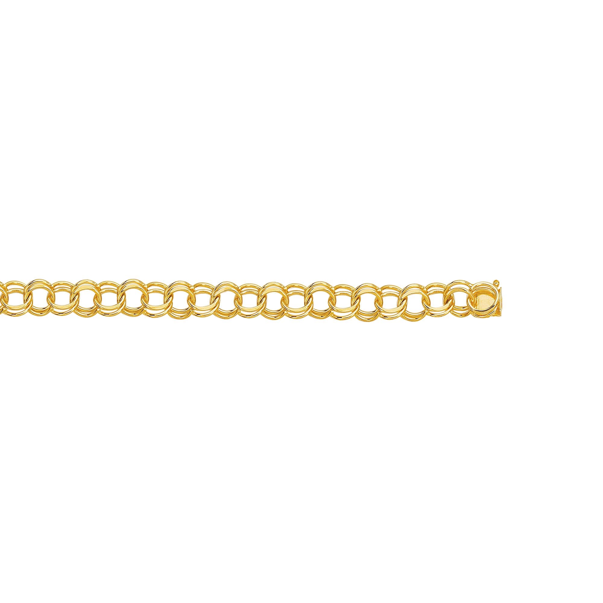 14K Gold 10mm Large Double Link Charm Bracelet