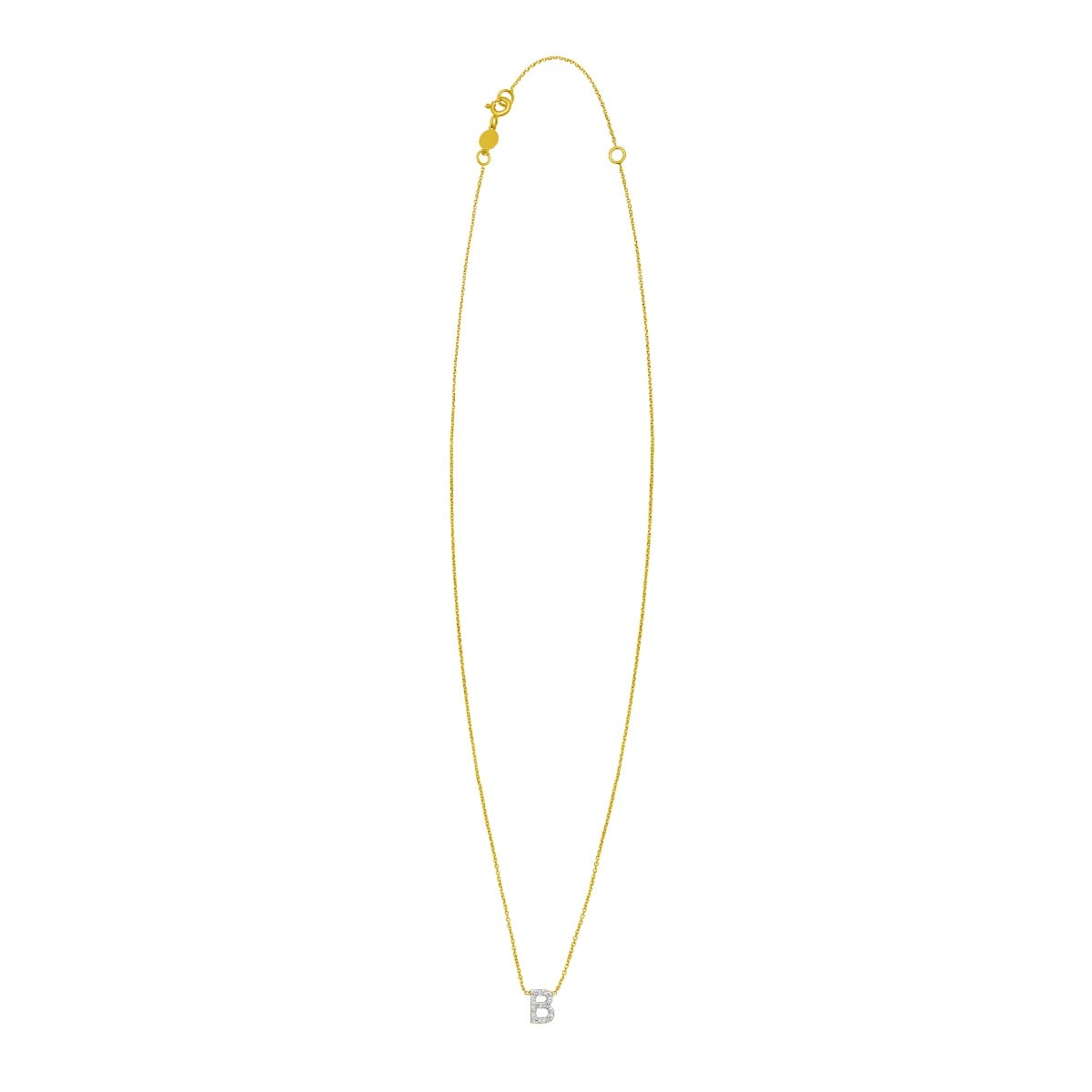 14K Mini Diamond B Initial