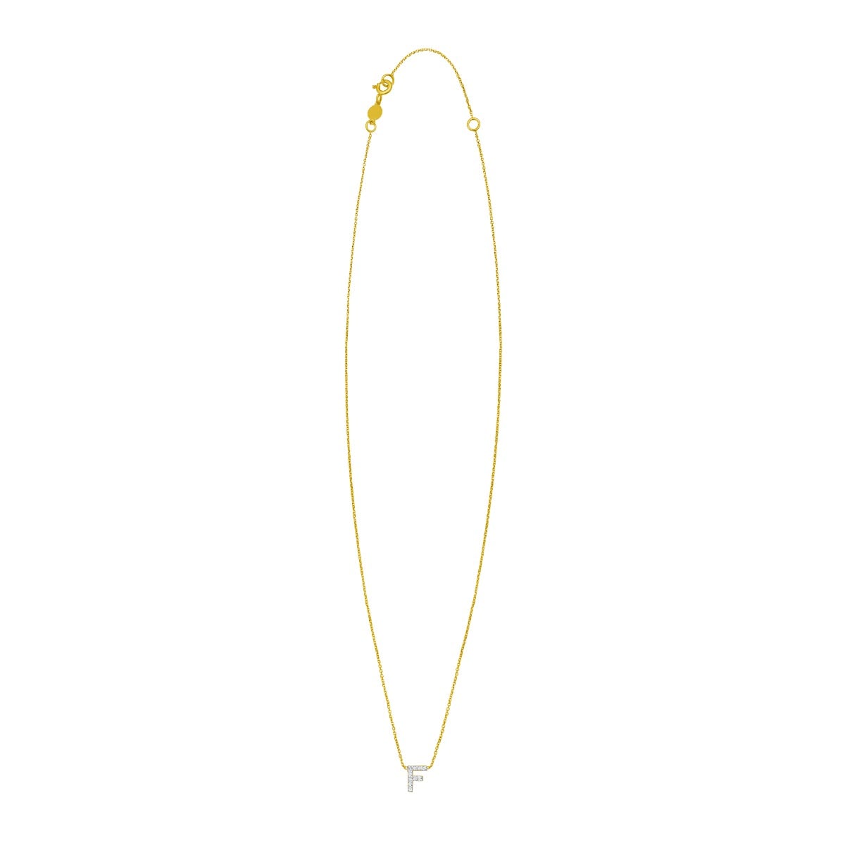 14K Mini Diamond F Initial