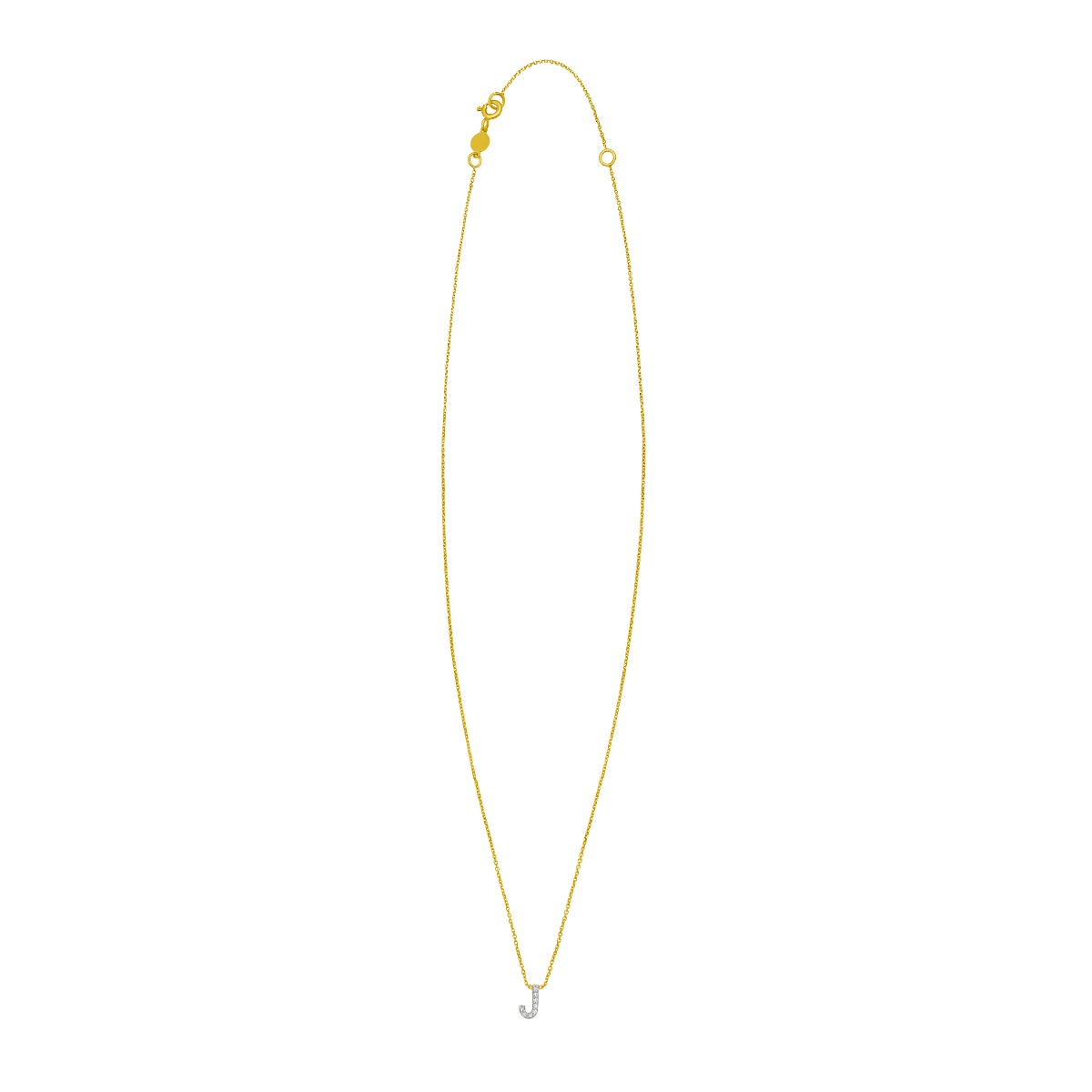 14K Mini Diamond J Initial