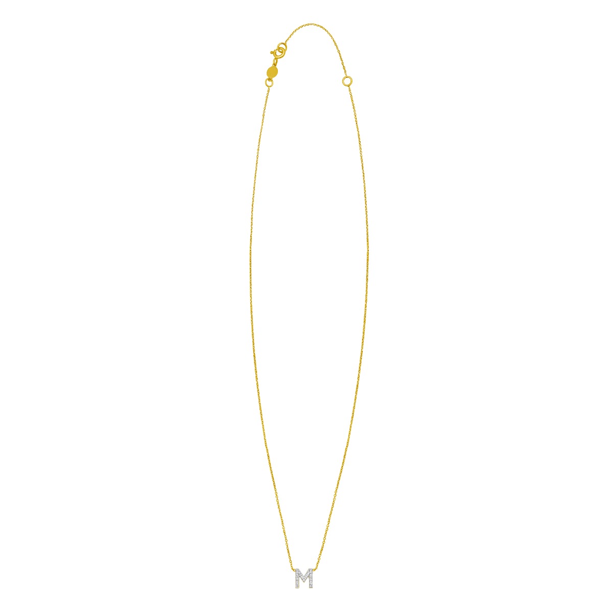 14K Mini Diamond M Initial