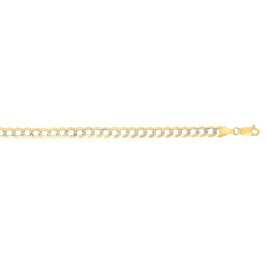 14K Gold 3.2mm White Pave Curb Chain