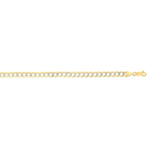 14K Gold 4.6mm White Pave Curb Chain