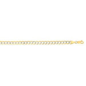 14K Gold 7mm White Pave Curb Chain