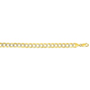 14K Gold 8.3mm White Pave Curb Chain