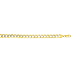 14K Gold 9.7mm White Pave Curb Chain