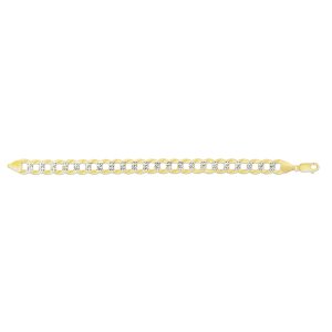 14K Gold 11.23mm White Pave Curb Chain
