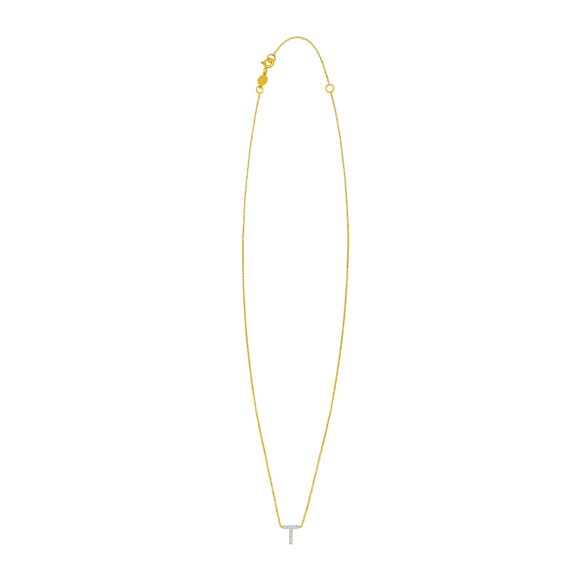 14K Mini Diamond T Initial