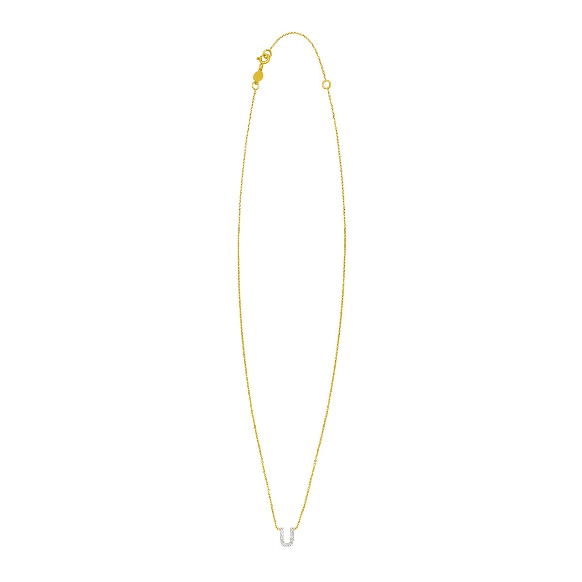 14K Mini Diamond U Initial