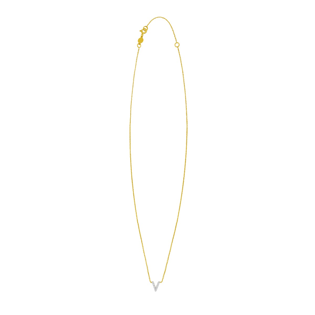 14K Mini Diamond V Initial
