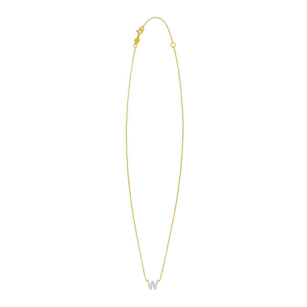 14K Mini Diamond W Initial