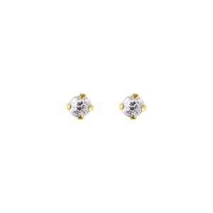 14K Gold 2mm Round CZ Stud Earring