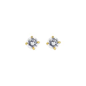 14K Gold 3mm Round CZ Stud Earring