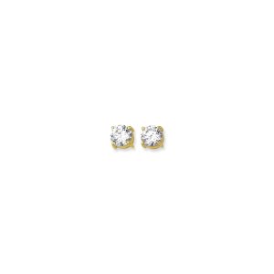 14K Gold 8mm Round CZ Stud Earring