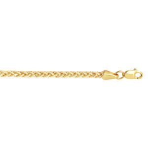 14K Gold 24" 2.7mm Diamond Cut Lite Round Wheat Chain