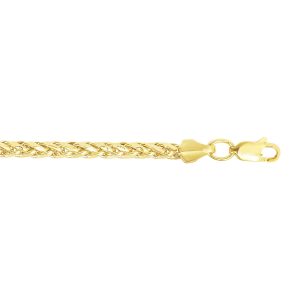 14K Gold 24" 3.15mm Diamond Cut Lite Round Wheat Chain