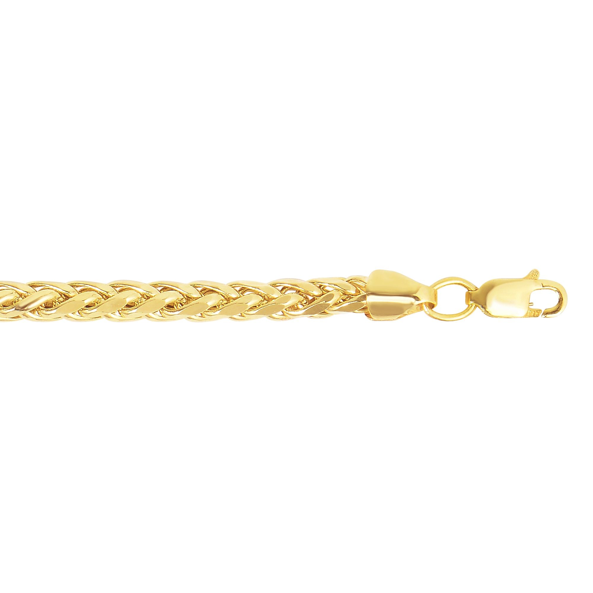 14K Gold 8" 4.1mm Diamond Cut Lite Round Wheat Chain