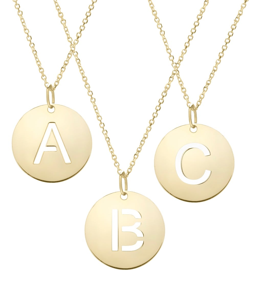 14K Gold Disc Initial X Necklace