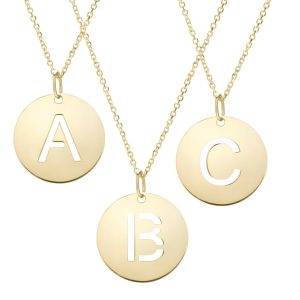 14K Gold Disc Initial Y Necklace
