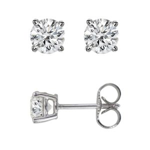 14K Gold .35ct G-H/SI2 Princess Cut Diamond Stud Stud Earring