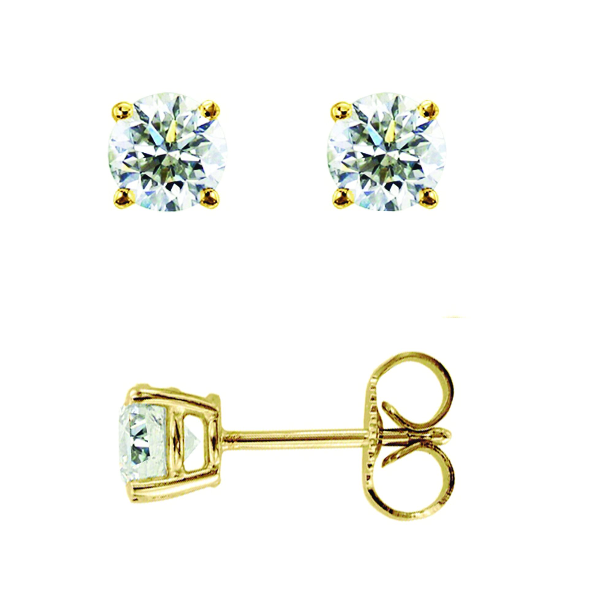 14K Gold .05ct J-K/I1-I2 Round Diamond Stud Earring