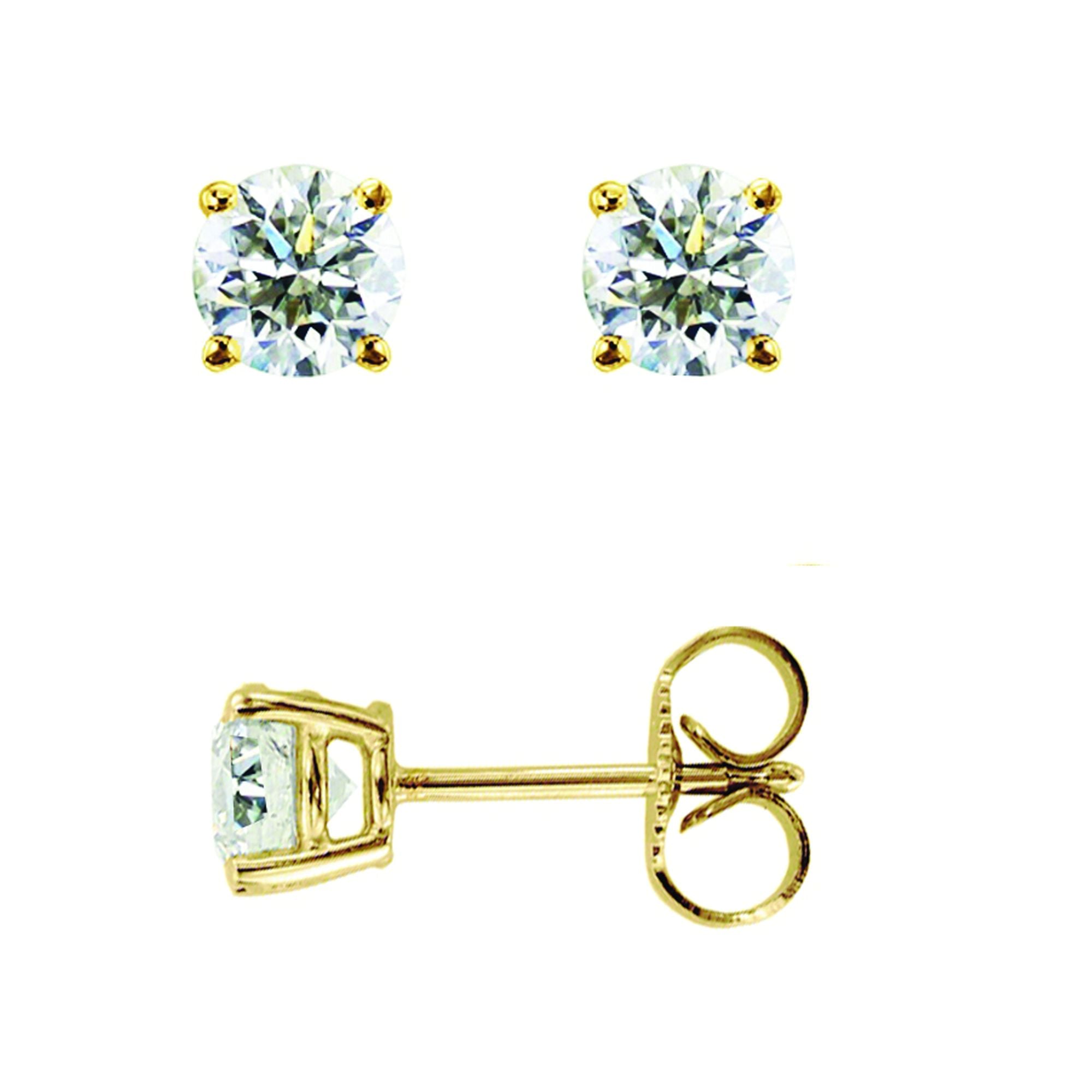 14K Gold .15ct J-K/I1-I2 Round Diamond Stud Earring
