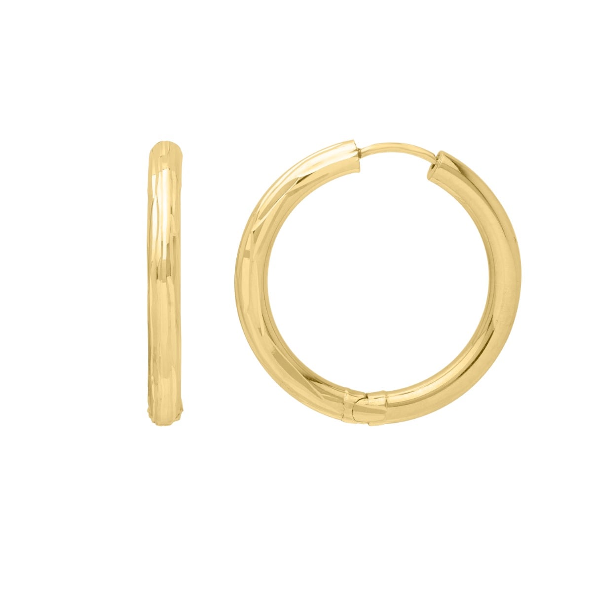 14K Endless Engraved Round Hoops