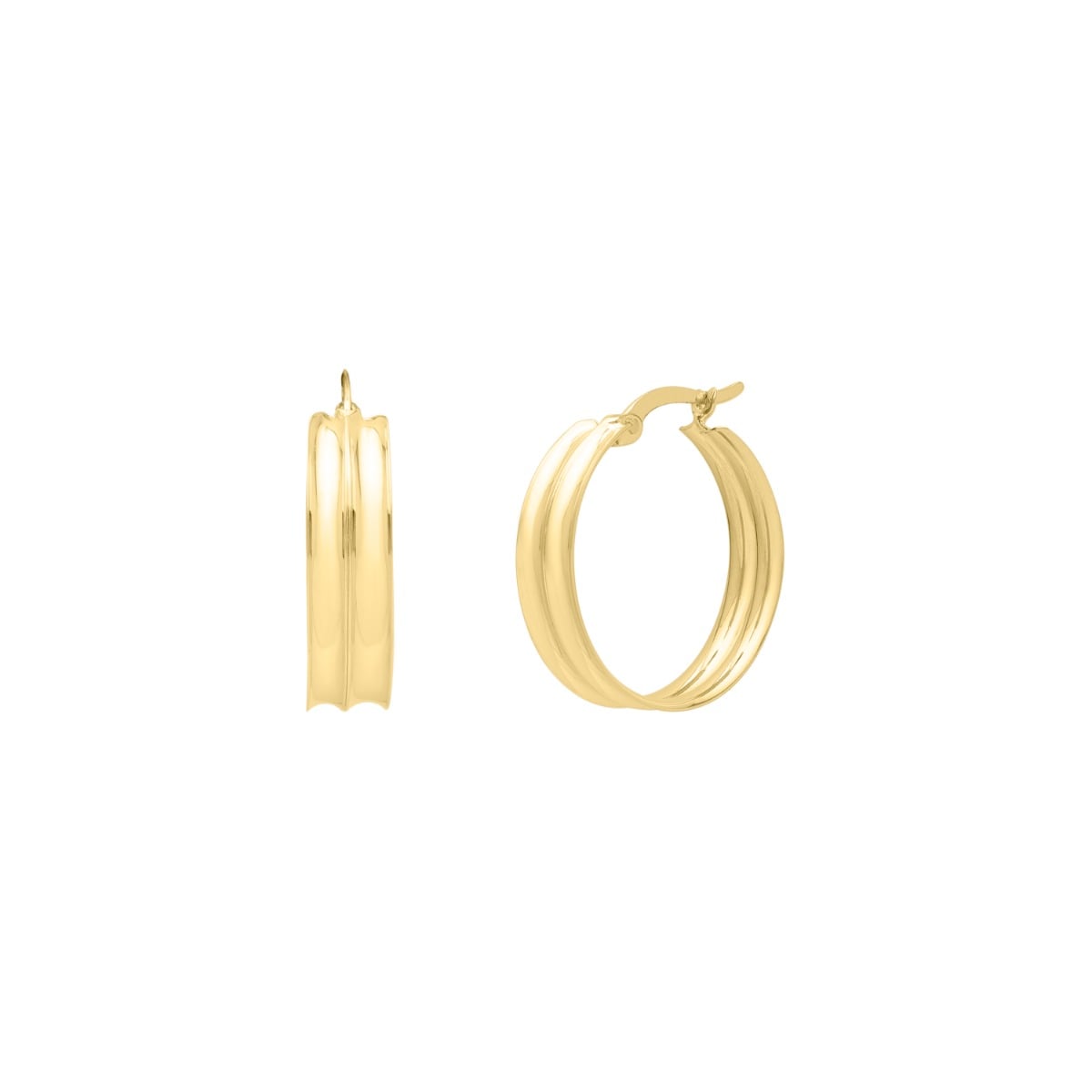 14K Medium Concave Hoops
