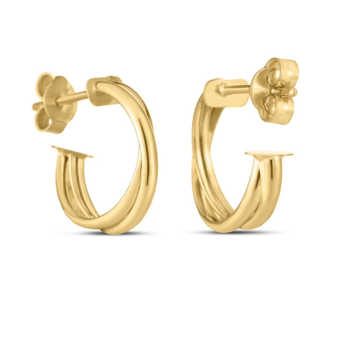 14K Gold Crossover Hoops