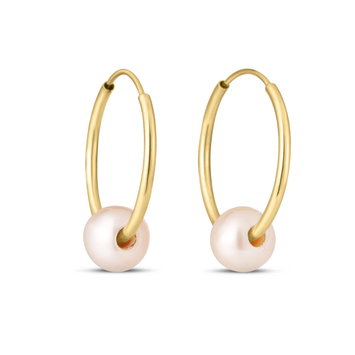 14K Gold Round Endless Pearl Earring