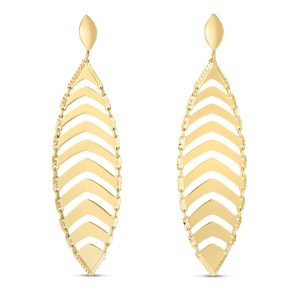 14K Gold Drop Leaf Earrings