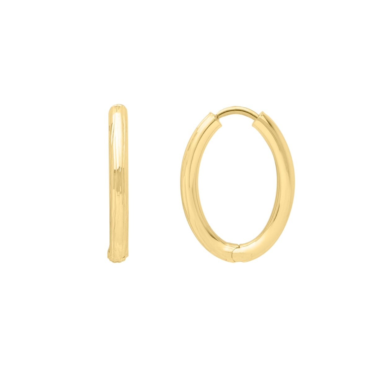 14K Endless Engraved Oval Hoops
