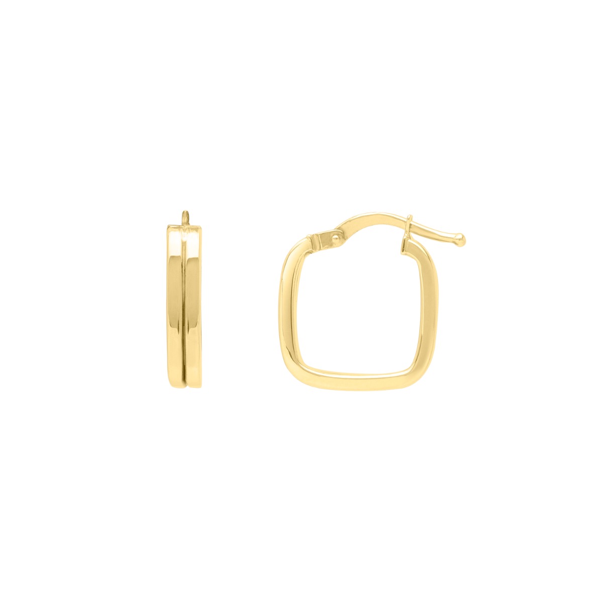 14K Double Square Tube Hoops