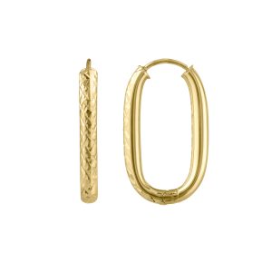 14K Endless Engraved Paperclip Hoops