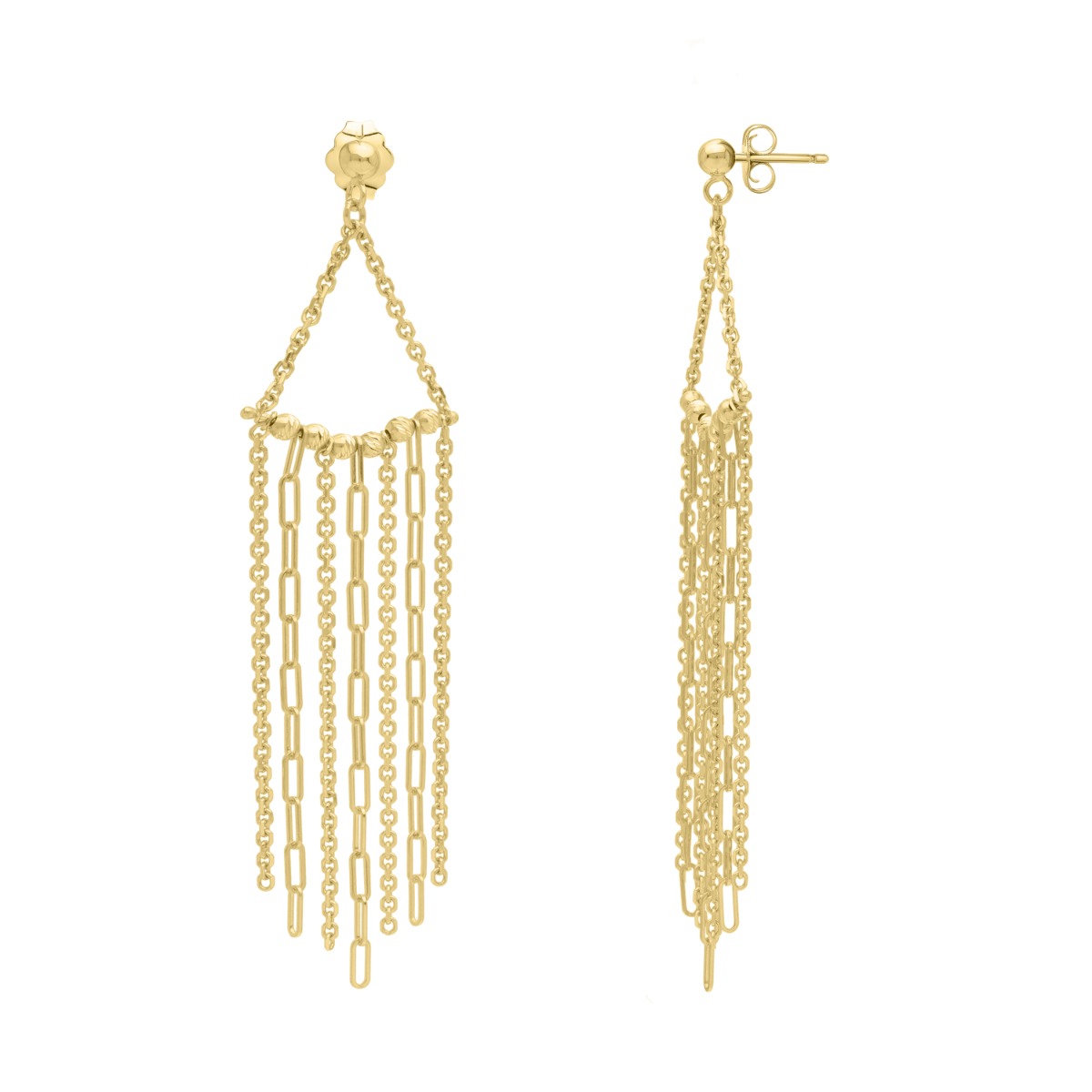 14K Triangle Fringe Earrings
