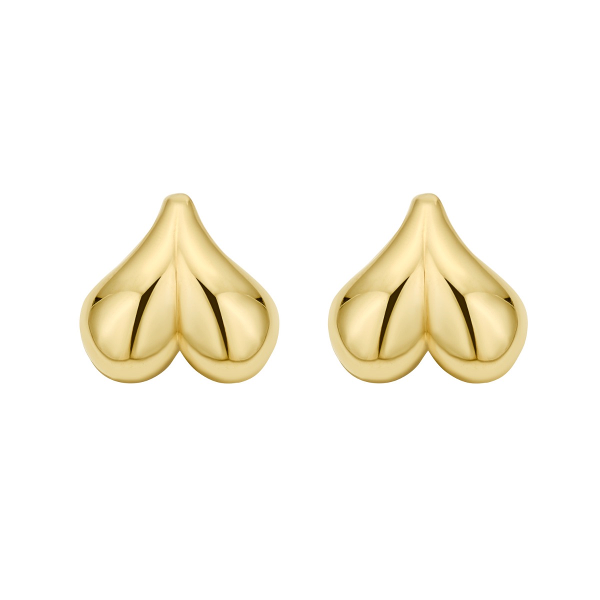 14K Puffed Bubble Heart Studs