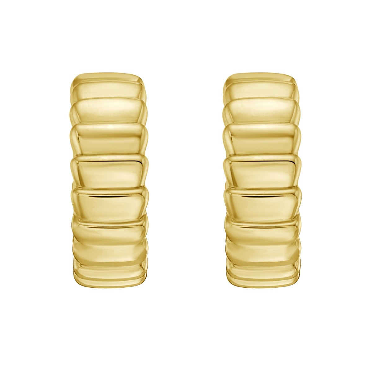 14K Ribbed C-Hoops