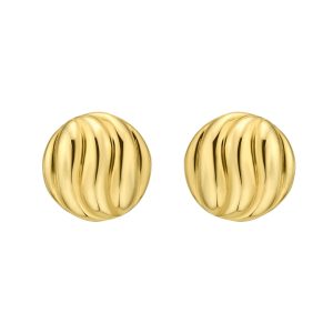 14K Swirl Button Earrings