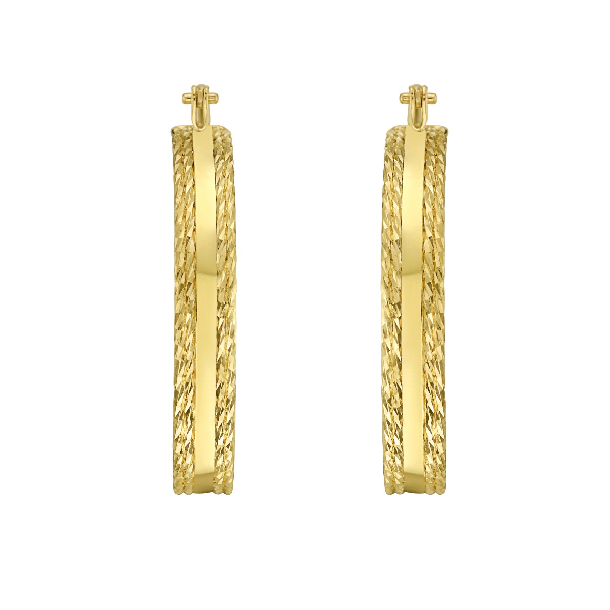 14K Sparkle Spring Hoops