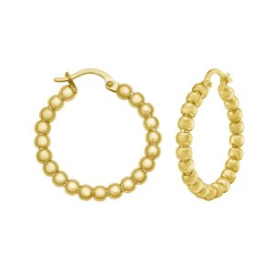 14K Medium Bead Hoops