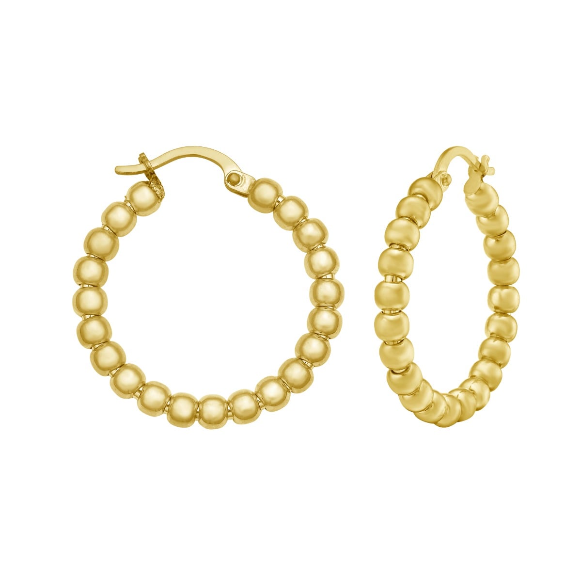 14K Medium Bead Hoops