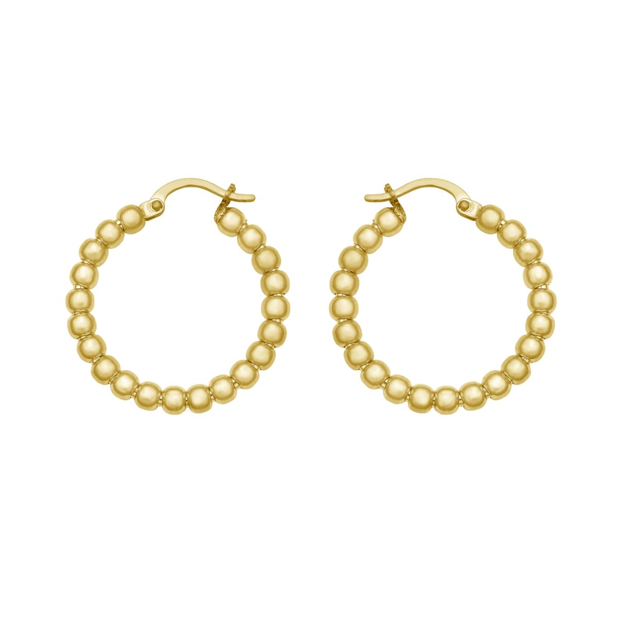 14K Medium Bead Hoops