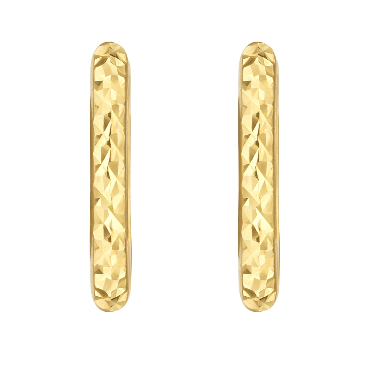 14K Gold Textured Rectangular Huggie Earrings