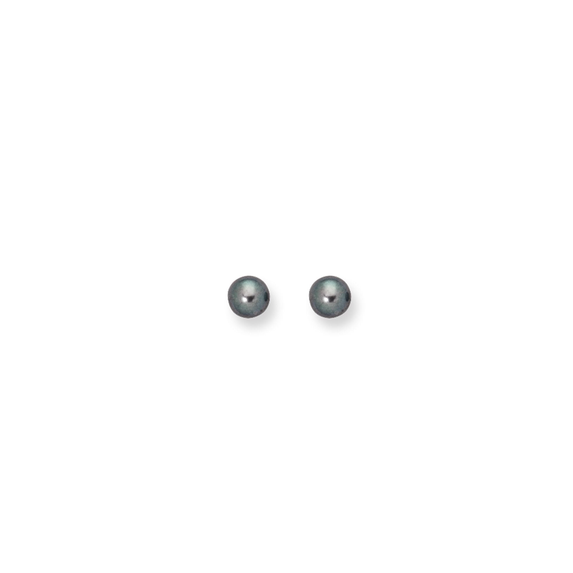 14K Gold 6MM Black Pearl Stud Earring