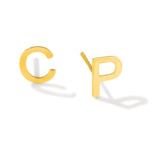 14K Gold Initial X Stud Earring